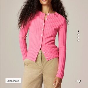 NWT J. Crew Wide-Rib Cashmere Cardigan in Neon Capri, Size XS - current season